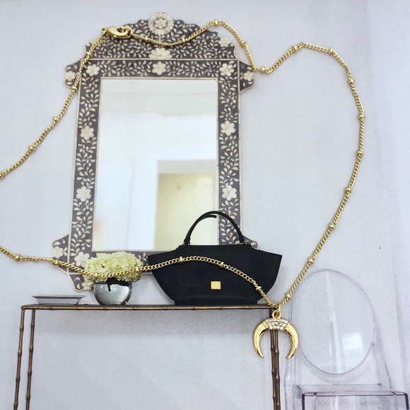 Dainty Gold Crescent Horn Necklace - Picture 8 of 8